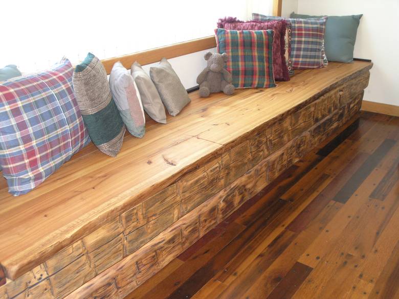 Window Seat Bench with Hewn Skin Facing